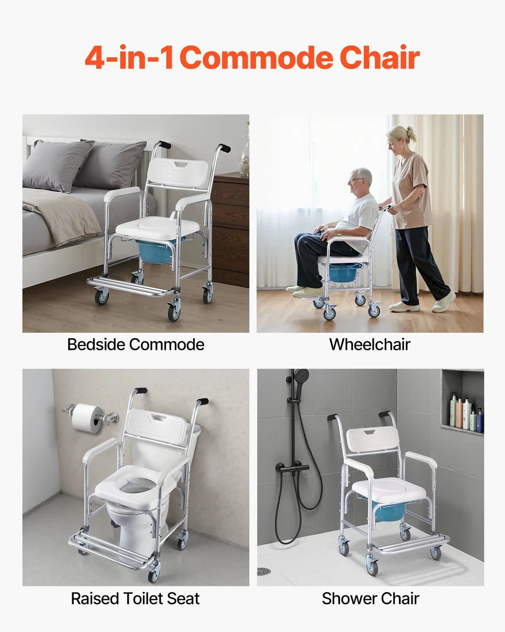 ELARIS 4 in 1 Bedside Commode Chair