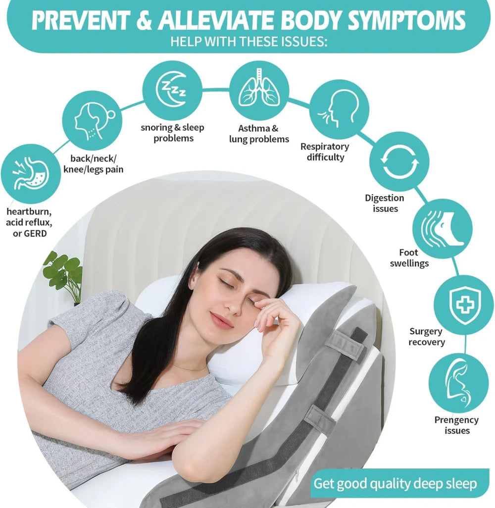 ELARIS 3 in 1 Memory Foam Ergonomic Wedge Pillow For Acid Reflux